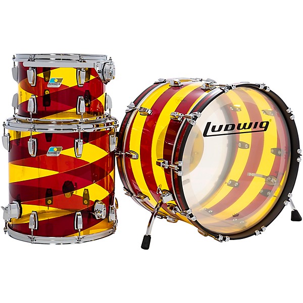 Ludwig Vistalite 50th Anniversary Fab 3-Piece Shell Pack With 22" Bass Drum Red/Yellow/Red
