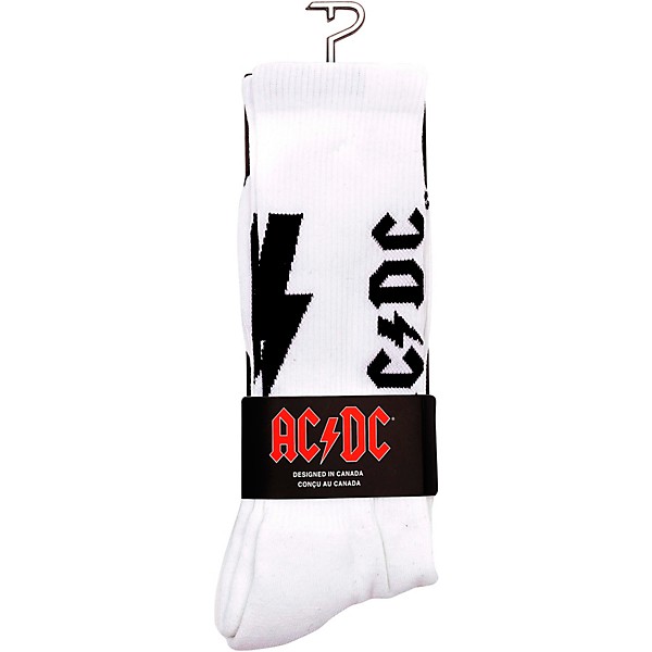 Perri's ACDC Lightning Strikes Crew Socks White/Black