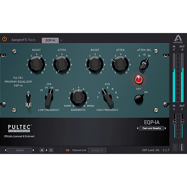 Apogee FX Rack Pultec EQP-1A EQ Plug-in