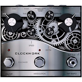 J.Rockett Audio Designs Clockwork Echo Delay Effects Pedal Silver and Black