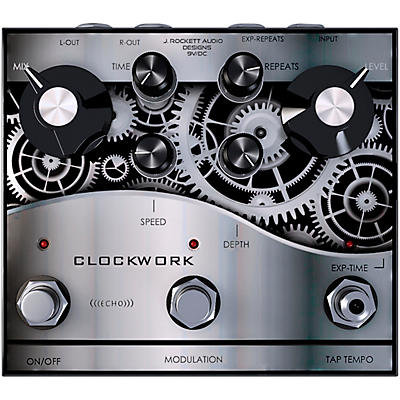 J.Rockett Audio Designs Clockwork Echo Delay Effects Pedal Silver And Black for sale