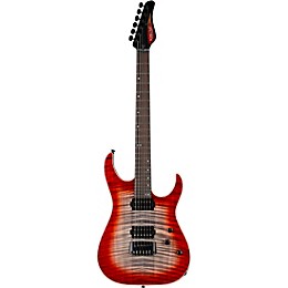 Schecter Guitar Research Custom Shop Sunset 24-6 Hipshot Electric Guitar Red Stain Black Burst