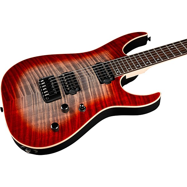 Schecter Guitar Research Custom Shop Sunset 24-6 Hipshot Electric Guitar Red Stain Black Burst