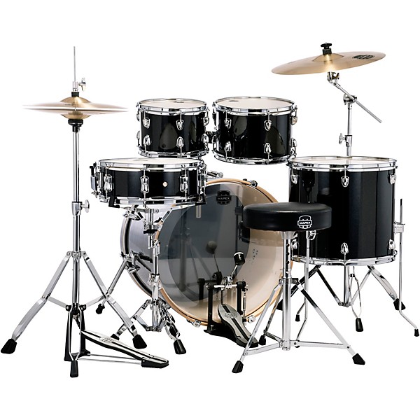 Mapex Venus 5-Piece Rock Drum Set With Hardware and Cymbals Black Galaxy Sparkle