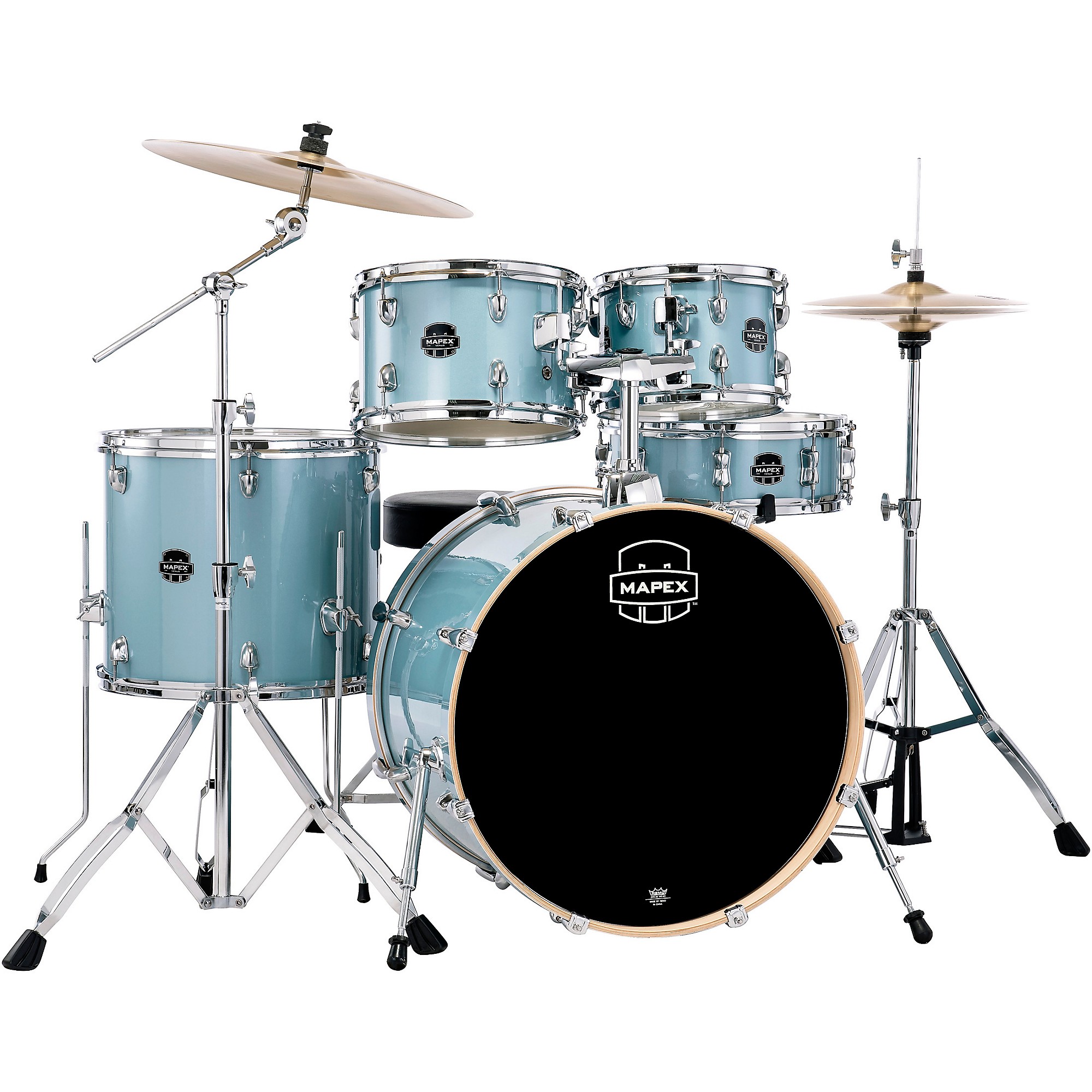 rooe★24.5㌢ミューズ Mapex Venus 5-Piece Rock Drum Set With Hardware and Cymbals Aqua