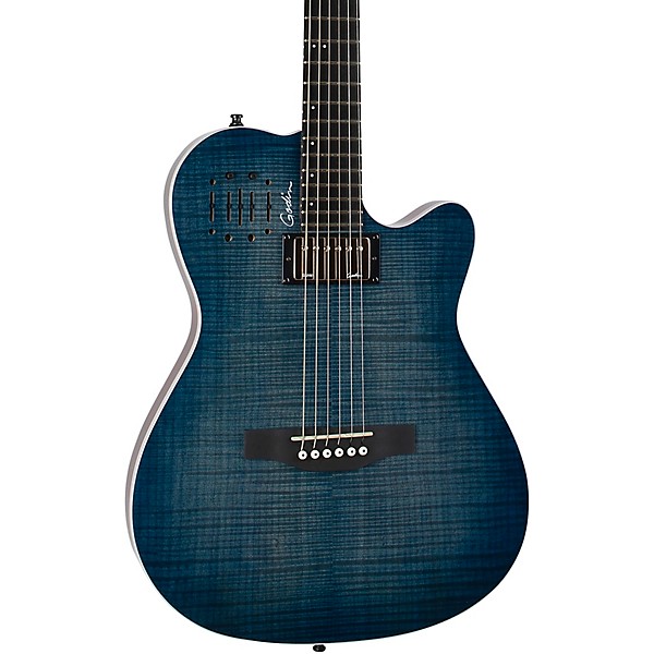 Godin A6 Ultra Acoustic Electric Guitar Denim Blue Flame