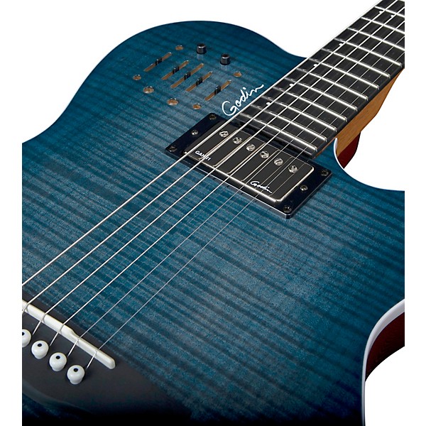 Godin A6 Ultra Acoustic Electric Guitar Denim Blue Flame