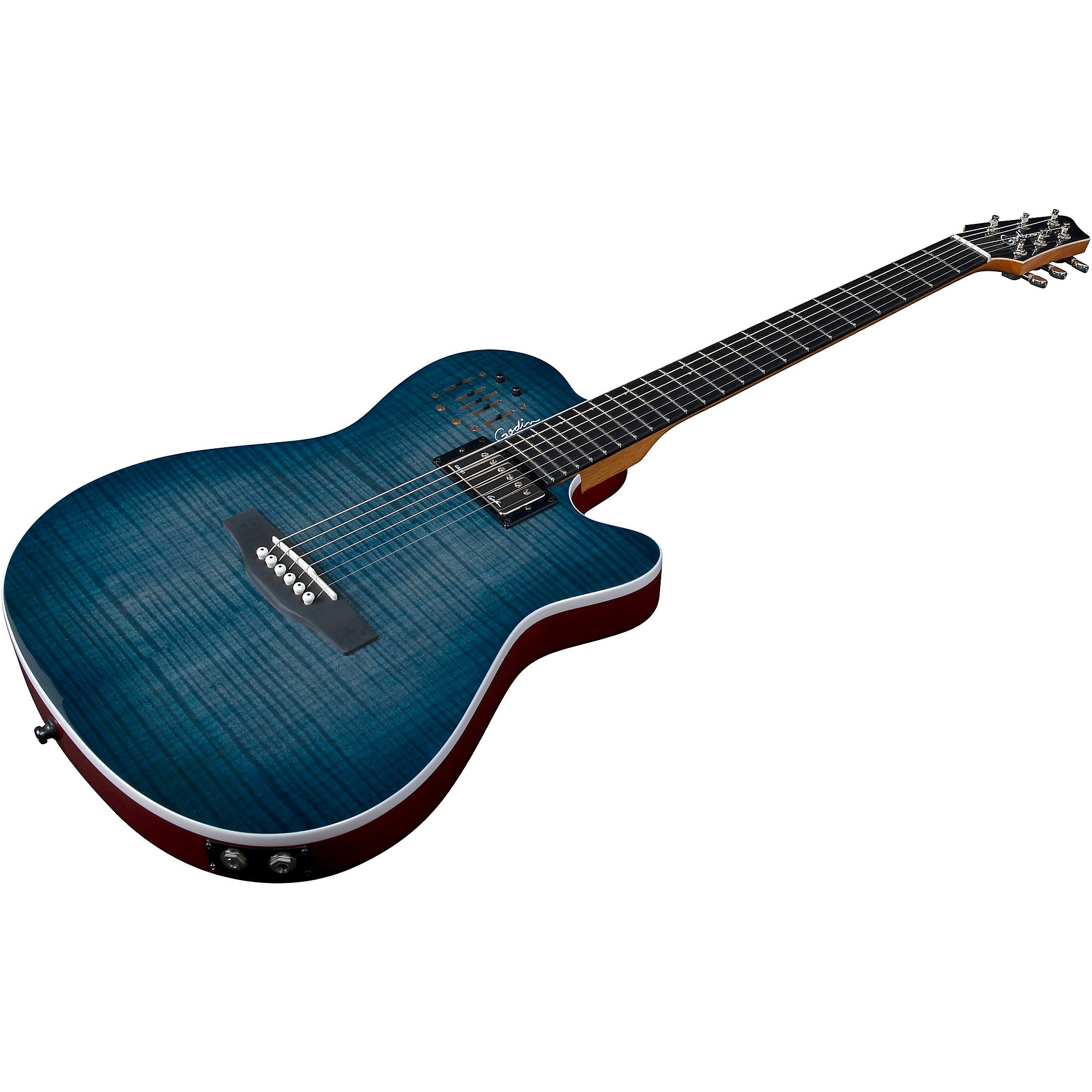 Open Box Godin A6 Ultra Acoustic Electric Guitar Denim Blue Flame