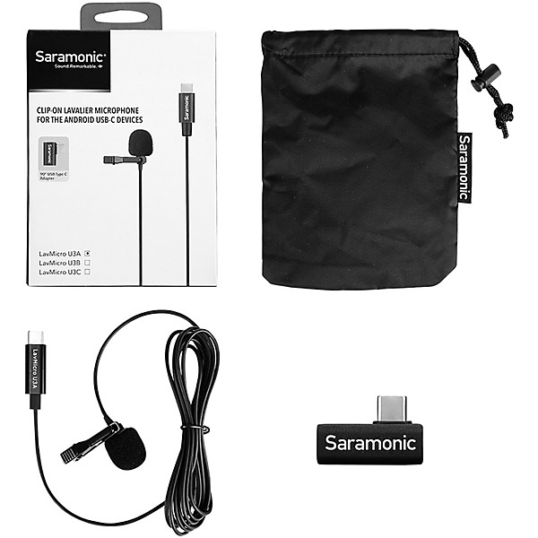 Saramonic LavMicro U3A Omnidirectional Clip-On Lavalier Microphone with 2m USB-C Cable for Android Mobile Devices and Comp...