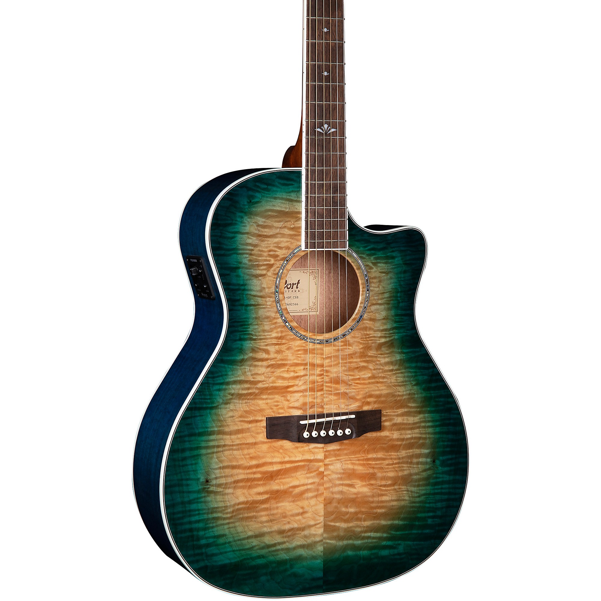 Gedrag pin fossiel Cort Grand Auditorium Quilted Maple Acoustic-Electric Guitar Coral Blue  Burst | Guitar Center
