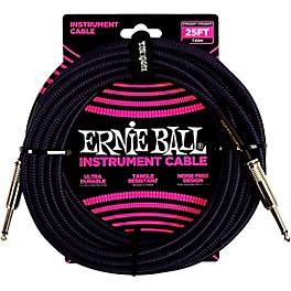 Ernie Ball Braided Straight to Straight Instr... Ernie Ball Braided Straight to Straight Instrument Cable 25 ft. Purple/Black