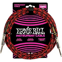 Ernie Ball Braided Straight to Straight Instrume... Ernie Ball Braided Straight to Straight Instrument Cable 10 ft. Red/Black