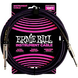 Ernie Ball Braided Straight to Straight Instr... Ernie Ball Braided Straight to Straight Instrument Cable 10 ft. Purple/Black