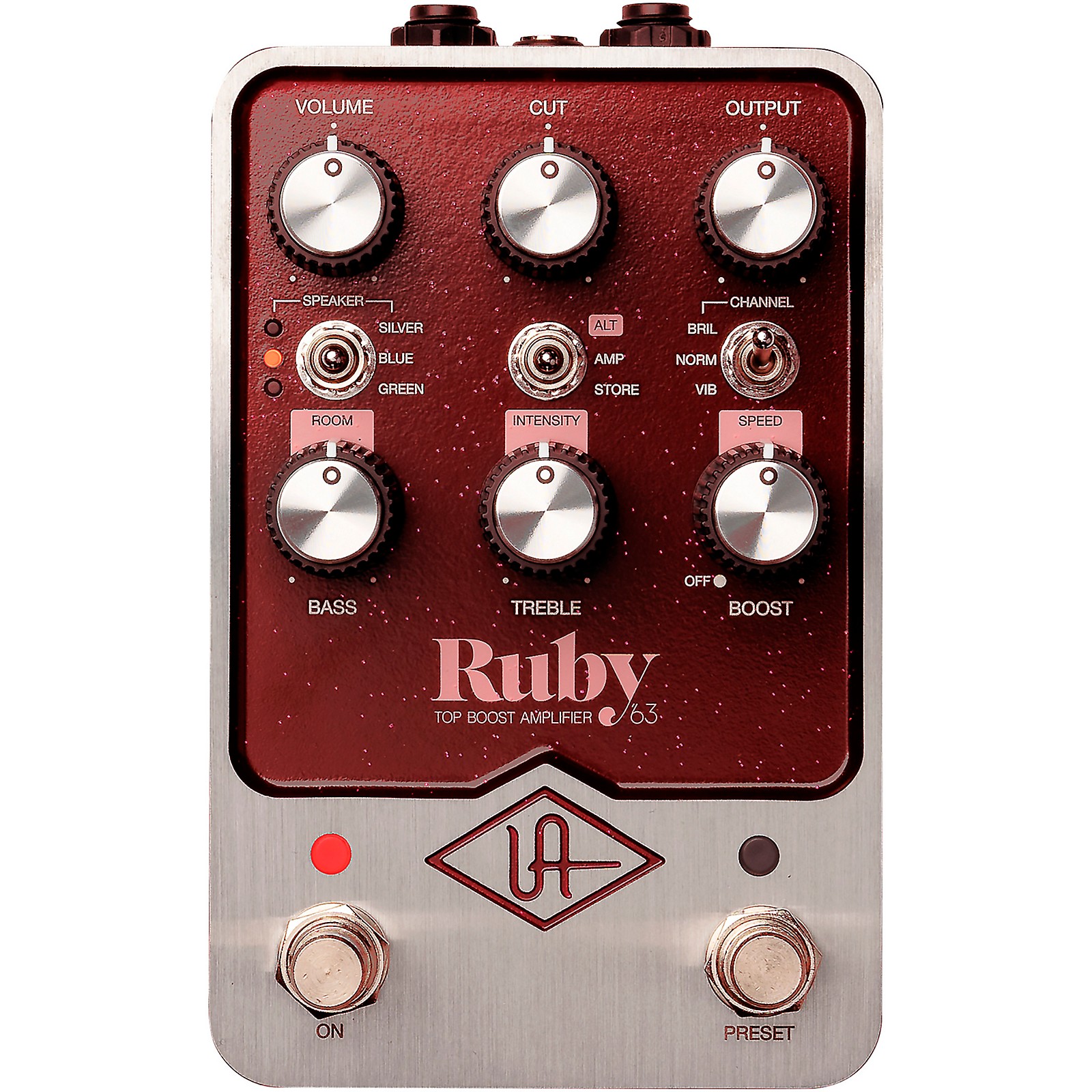 Universal Audio UAFX Ruby '63 Top Boost Amplifier Effects Pedal Dark Maroon