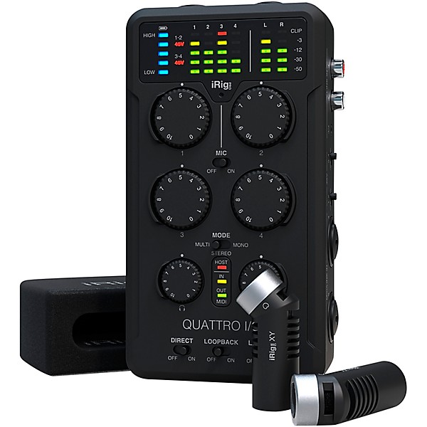 Open Box IK Multimedia iRig Pro Quattro I/O Audio/MIDI Interface Deluxe Bundle Level 1