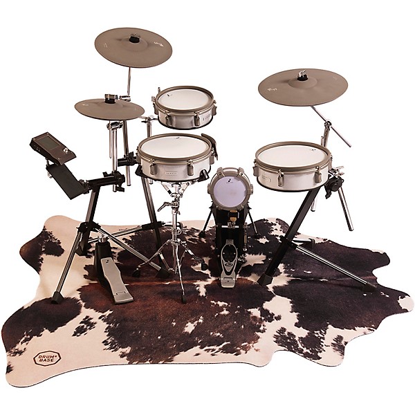 DRUMnBASE Vegan Cow Drum/Stage Mat Clara Black/White 6 x 5.25 ft.