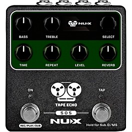 NUX Tape Echo Multi Tape Head Space Echo With Tap Tempo and Looper Effects Pedal Black