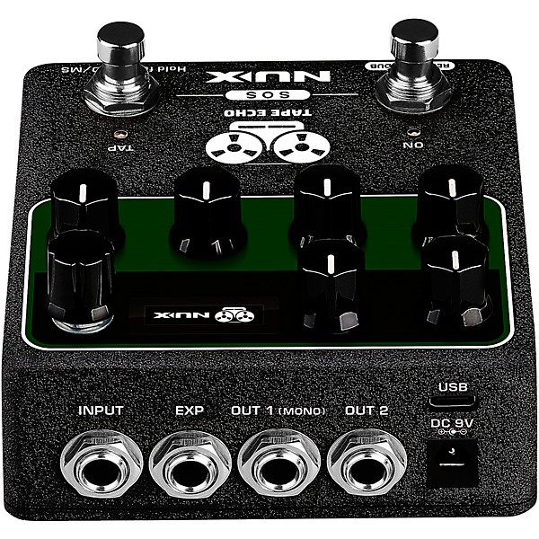 NUX Tape Echo Multi Tape Head Space Echo With Tap Tempo and Looper Effects  Pedal Black