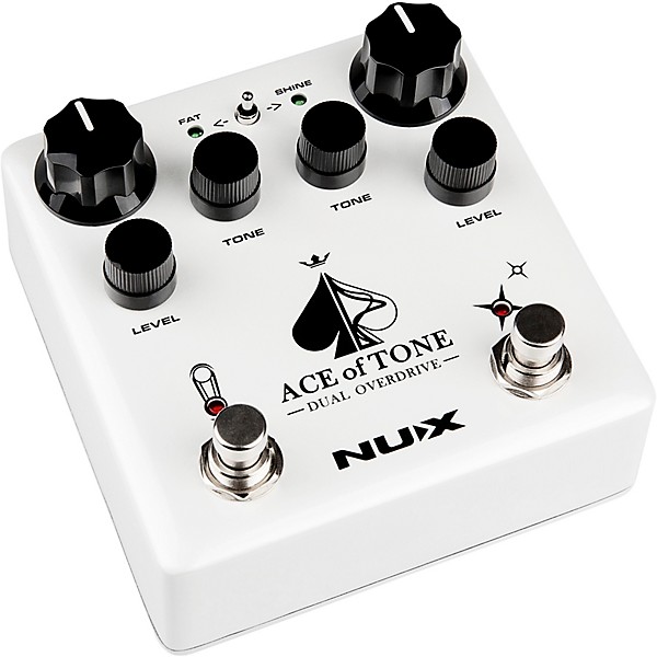 NUX Ace of Tone Dual Overdrive Effects Pedal White