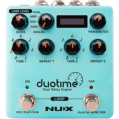 Nux Duotime Dual Delay Engine Effects Pedal Blue for sale