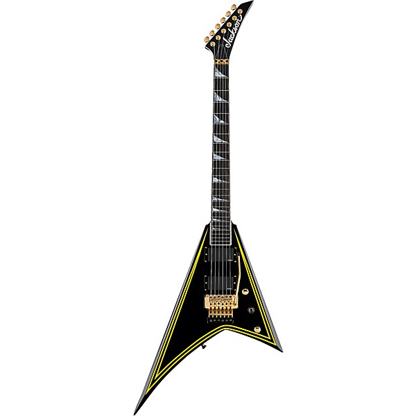 Jackson MJ Series Rhoads RR24-MG Electric Guitar Black with Yellow Pinstripes