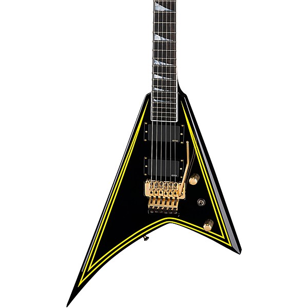 Jackson MJ Series Rhoads RR24-MG Electric Guitar Black with Yellow Pinstripes