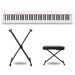 Casio CDP-S110 Digital Piano With X-Stand and Bench White Essentials Package