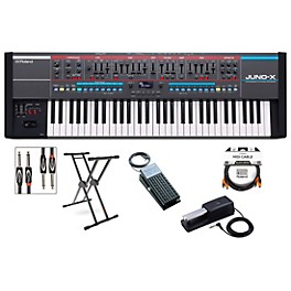 Roland JUNO-X Keyboard With KS-20X Stand, DP-10 and EV-5 Pedals, Plus Black Series Audio and MIDI Cables