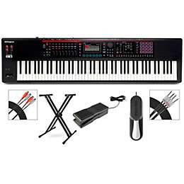 Roland FANTOM-08 Synthesizer With X-Stand, Sustain and Expression Pedal Plus Livewire Audio and MIDI Cables
