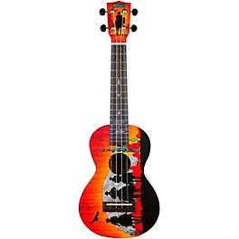 Mahalo Artist Elite Graphics Wild West Concert Ukulele With Bag Wild West Motif