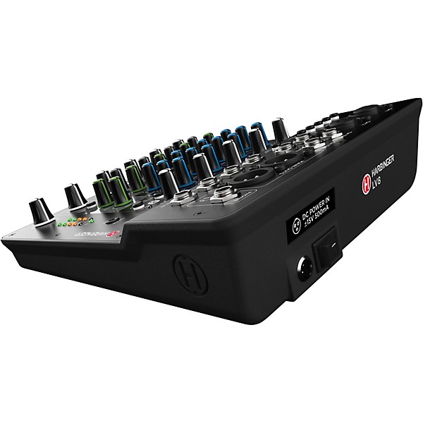 Harbinger LV8 Mixer Package With VARI V2300 Powered Speakers, S12 Subwoofer, Stands and Cables 10" Mains