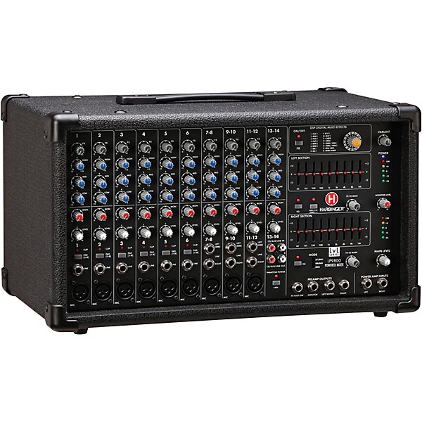 Harbinger LP9800 Powered Mixer Package With Kustom KPX10 Passive Speakers, Stands and Cables