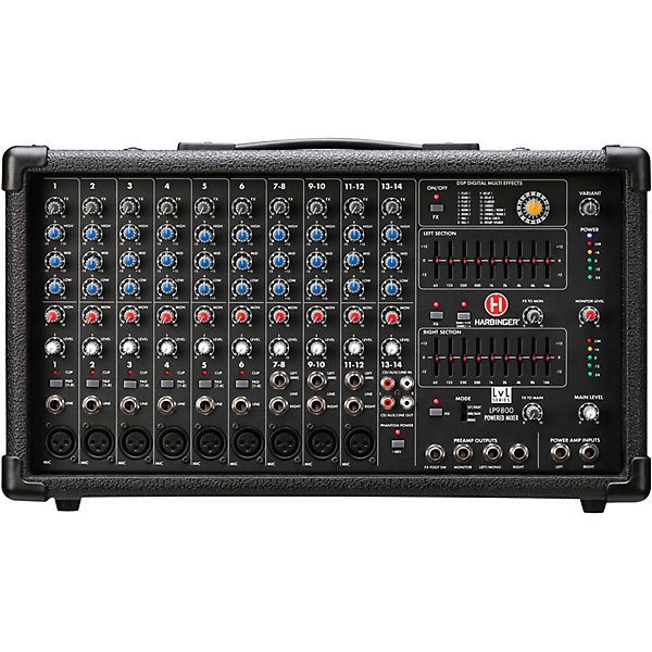 Harbinger LV14 Mixer w/Powered Speakers/Stands/Cables/Bags 12" Mains