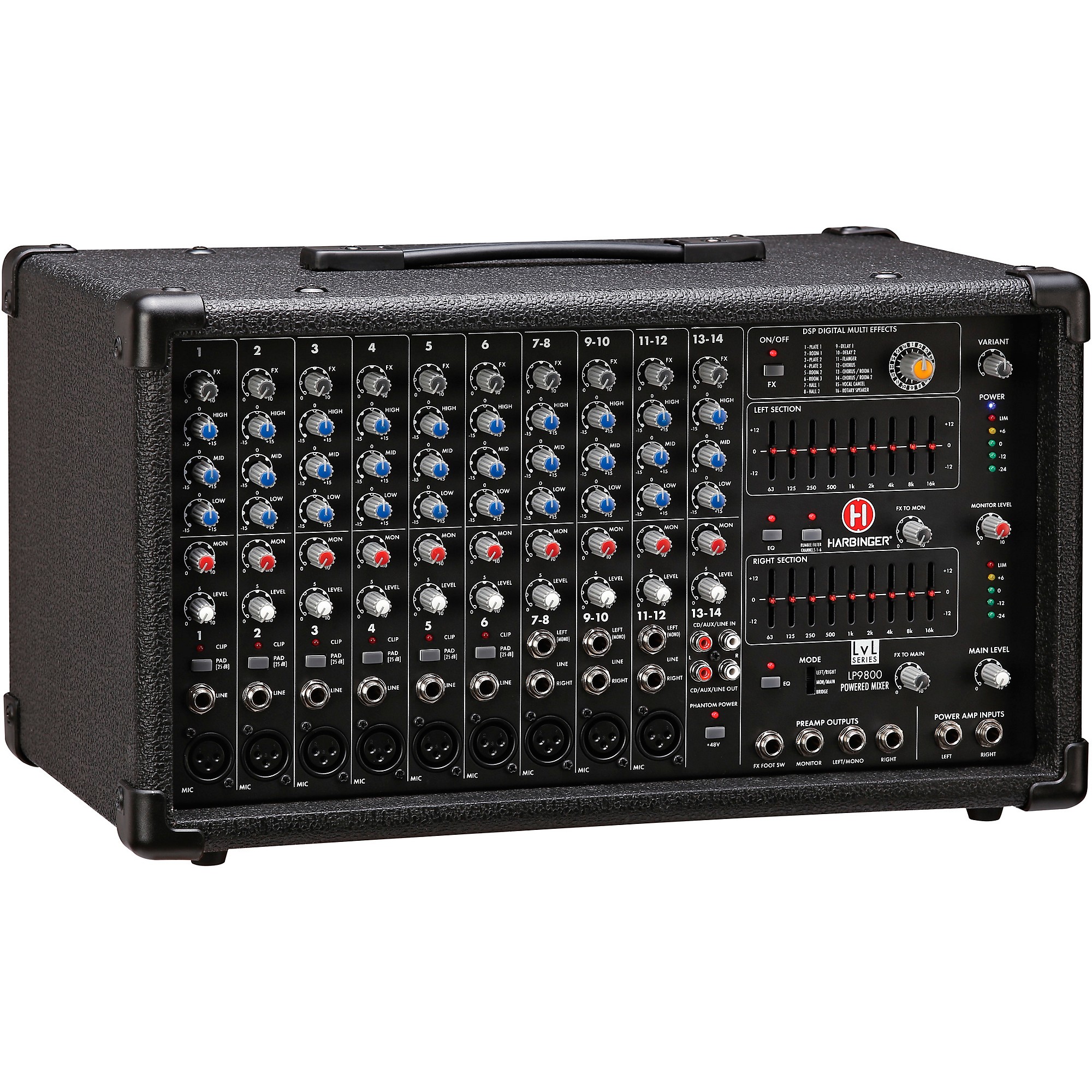 Harbinger LV8 Mixer Package w/V2300 Pwrd Speakers/Sub/Stands/Cables 8"  Mains