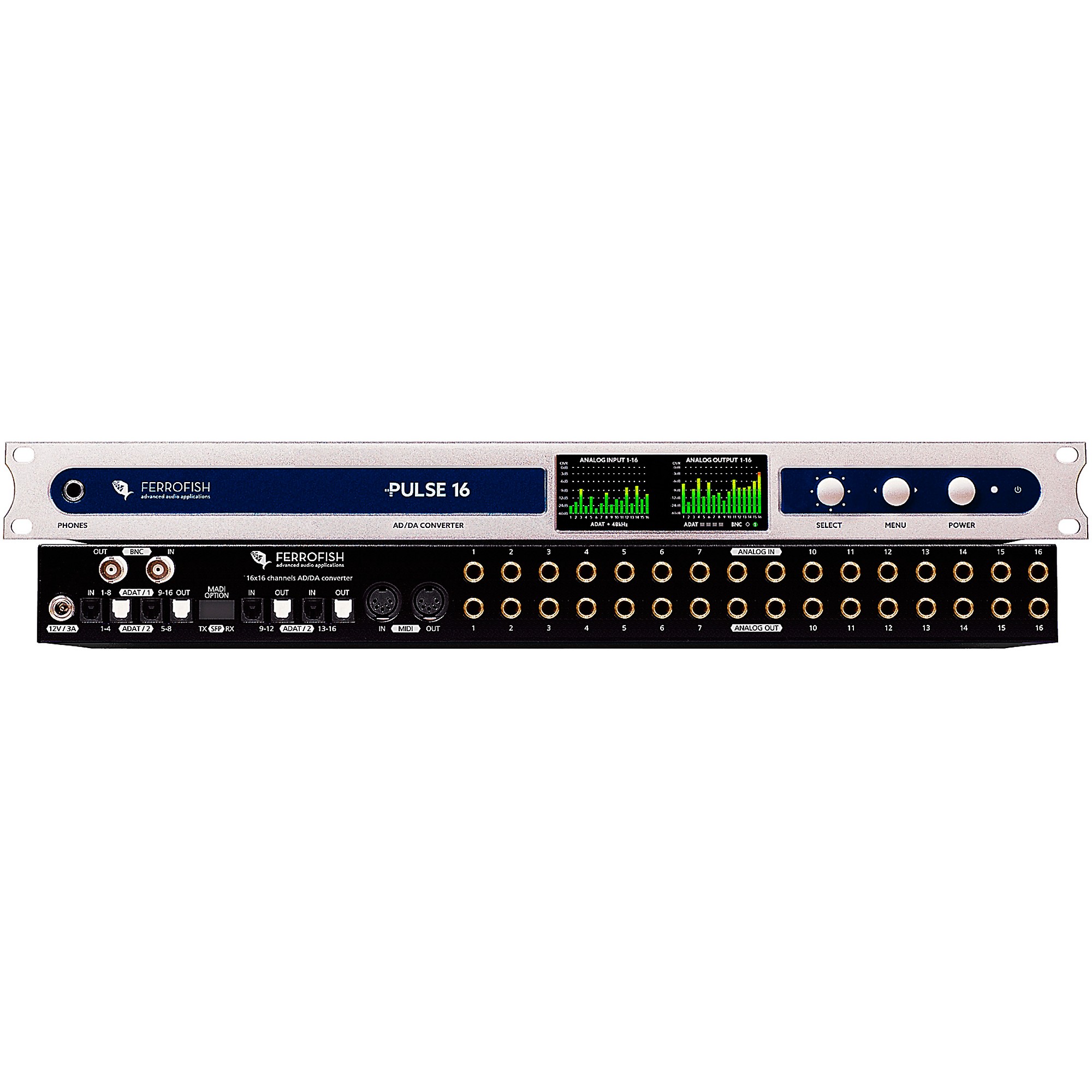 Ferrofish Pulse 16 with Analog I/O Modified for CV/Gate, +24 dBu
