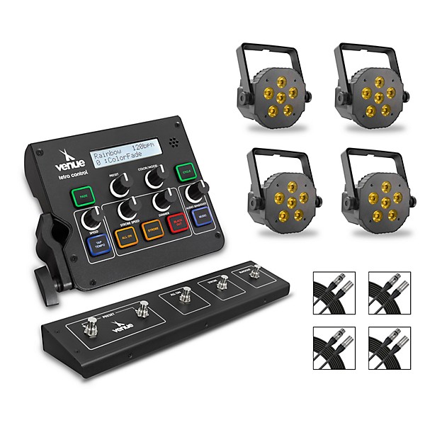 Venue Lighting Package with Tetra Control DMX Controller, Tetra 6 Wash  Lights, and DMX Cables