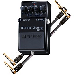 BOSS 30th Anniversary MT-2-3A Metal Zone Effects Pedal and Two 6" Jumper Cable Promo Pack Black