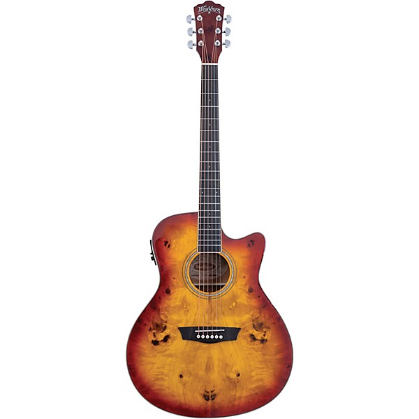 Washburn Deep Forest Burl ACE Acoustic-Electric Guitar Amber Fade