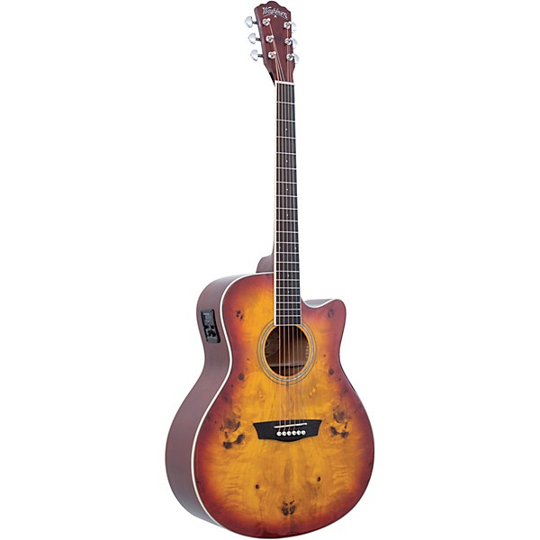 Washburn Deep Forest Burl ACE Acoustic-Electric Guitar Amber Fade