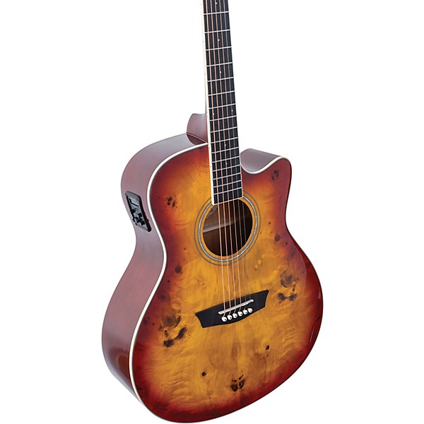 Washburn Deep Forest Burl ACE Acoustic-Electric Guitar Amber Fade