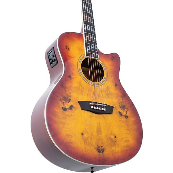 Washburn Deep Forest Burl ACE Acoustic-Electric Guitar Amber Fade