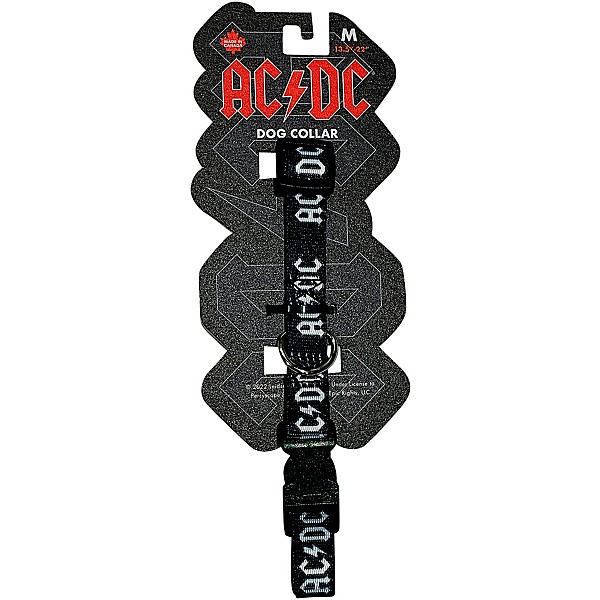 Perri's ACDC Logo Dog Collar Black/White Medium