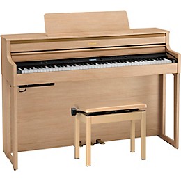 Roland HP704 Digital Upright Piano With Bench Light Oak