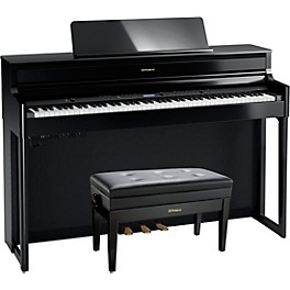 Roland HP704 Digital Upright Piano With Bench Dark Rosewood Roland HP704 Digital Upright Piano With Bench Polished Ebony