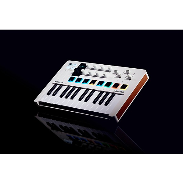Arturia MiniLab 3 Compact MIDI Keyboard and Pad Controller (White) Bundle  with 6ft MIDI Cable & Cleaning Cloth (3 Items) 