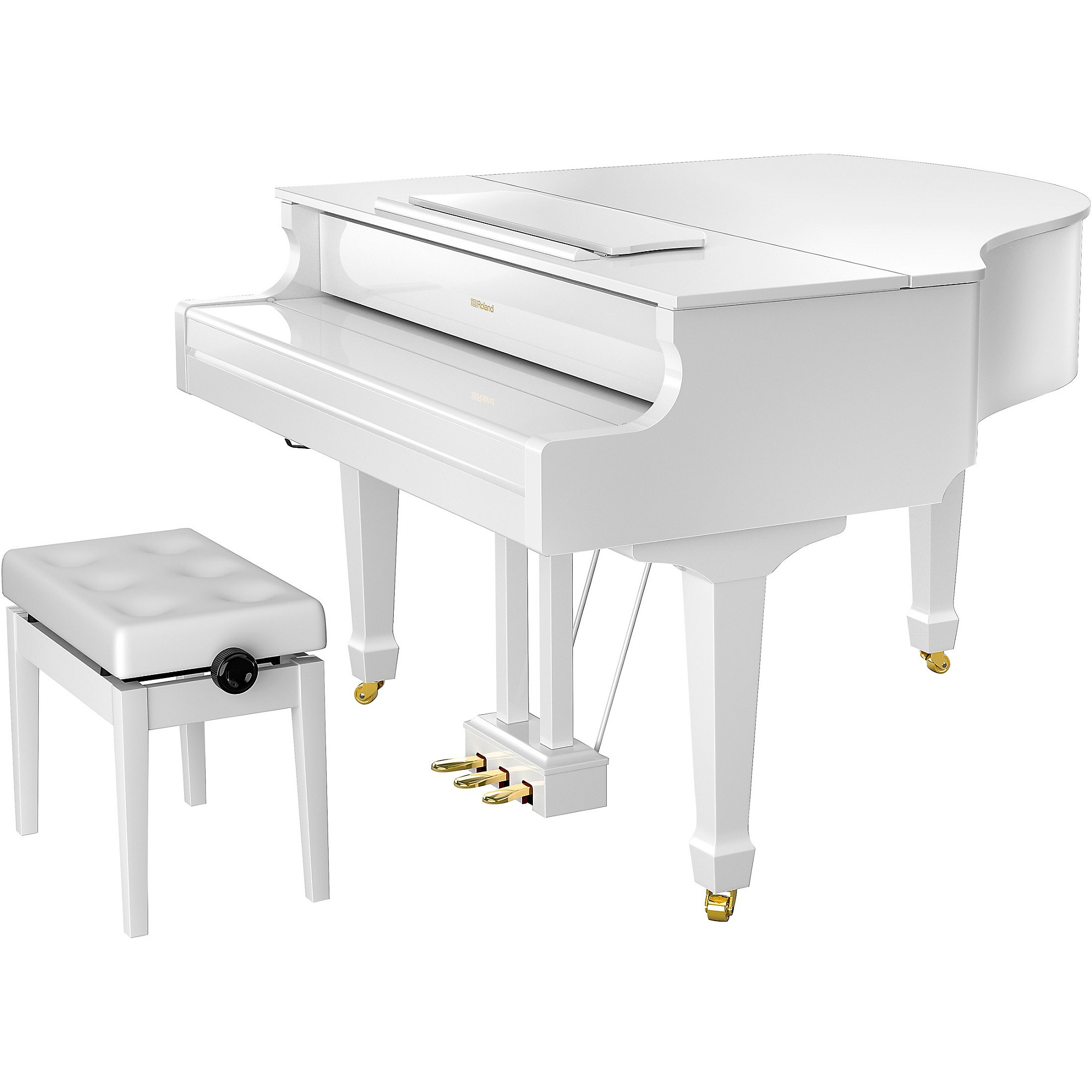 Roland GP609 Digital Grand Piano With Bench Polished White