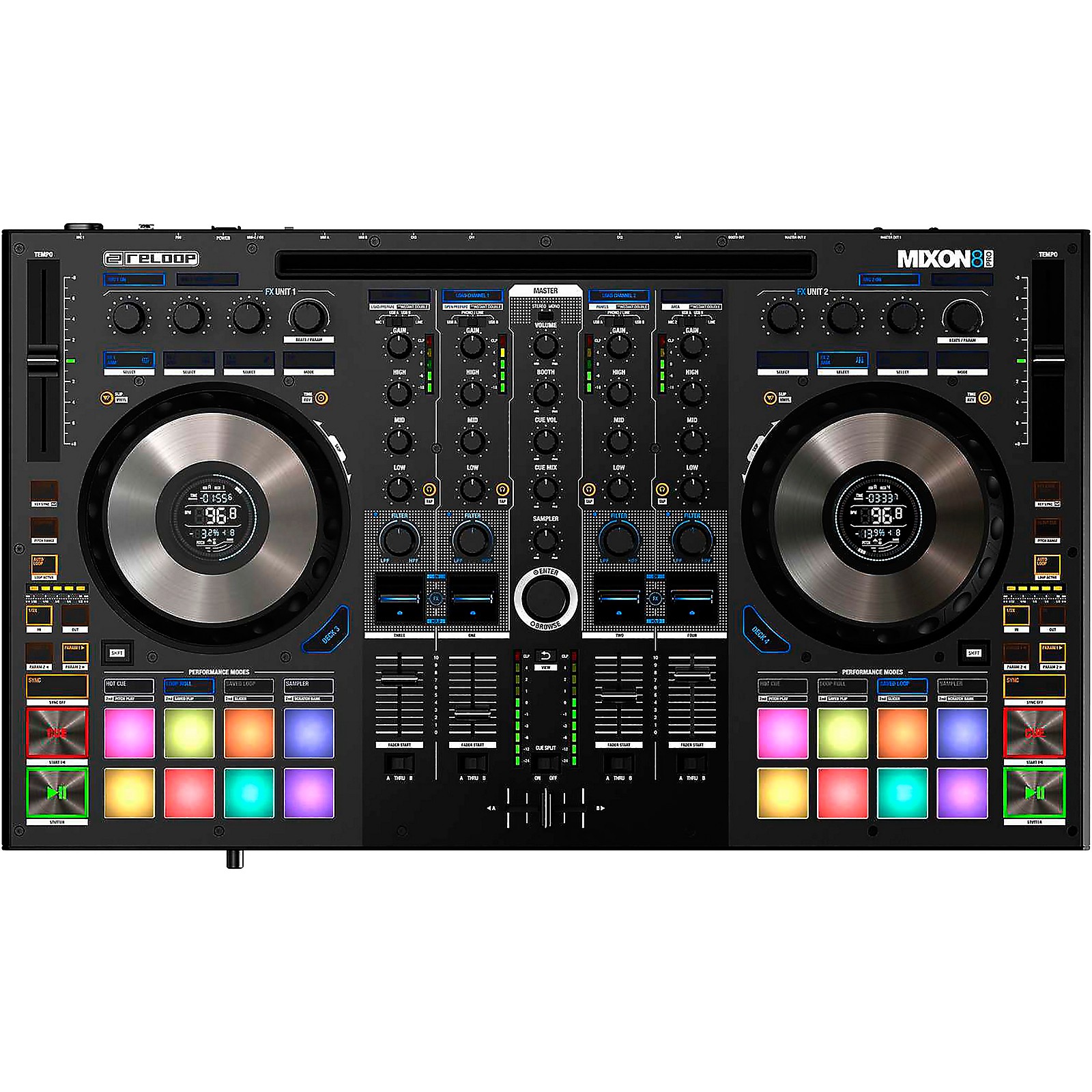 Reloop Mixon 8 Pro 4-Channel DJ Controller, Audio Technica ATH-M50x Bundle 