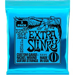 Ernie Ball Extra Slinky Nickel Wound Electric Guitar Strings 3-Pack 8 - 38