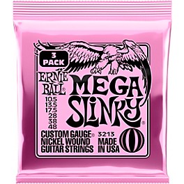 Ernie Ball Mega Slinky Nickel Wound Electric Guitar Strings 3-Pack 10.5 - 48