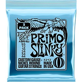 Ernie Ball Primo Slinky Nickel Wound Electric Guitar Strings 3-Pack 9.5 - 44